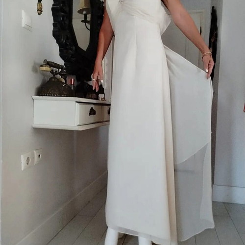 Wedding dress size 36, like new, open back, beige