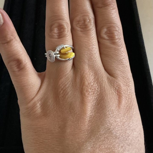 Handmade ring with yellow freshwater pearls, custom order