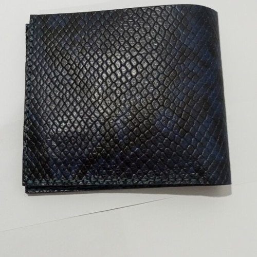 Handmade embossed wallet from genuine cow leather, new, black and blue