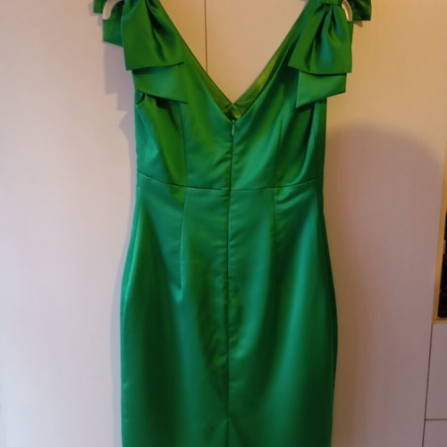 Desiree satin mini dress like new, green with bows