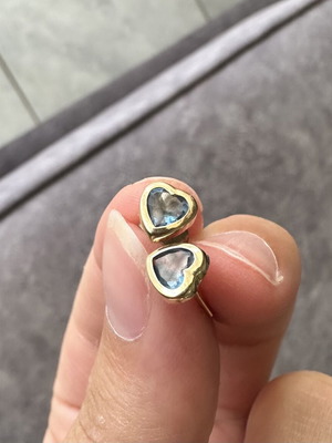 Gold earrings 14k with blue topaz, like new
