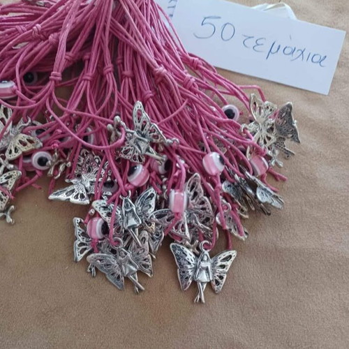 Baptism favors for girl new, pack of 50 with metal fairy element