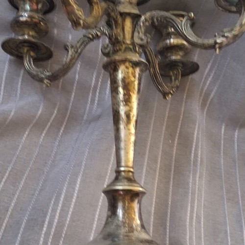 Silver 925 Handmade Five-Arm Baroque Candlestick