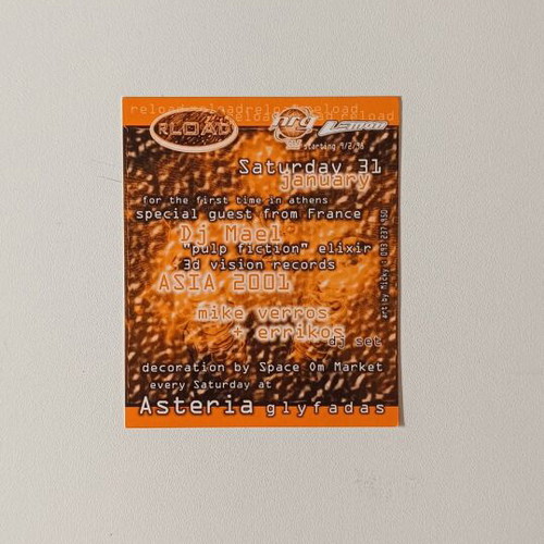 Flyer Reload Party at Asteria Glyfadas like new