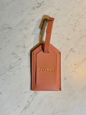 Roam luggage tag new pink salmon with gold logo