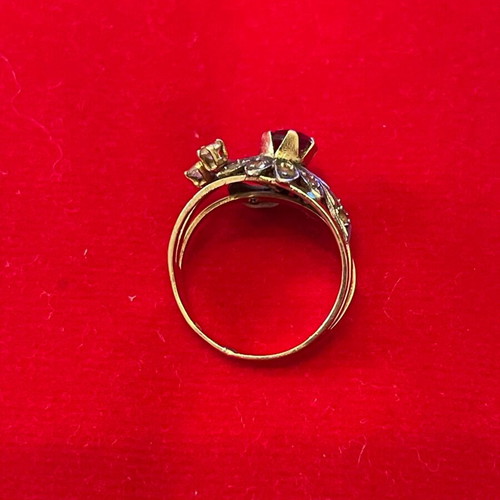 Gold ring 18K with semi-precious stones used, 2.7 g