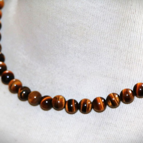 Necklace with genuine tiger's eye stones and sterling silver 925 new
