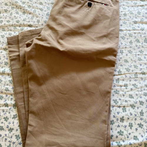 Tommy Hilfiger Pleated chino pants used, beige, slim fit, size 34x34