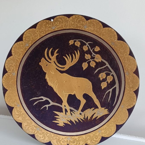 Decorative wall plate Hunting scene used, USSR 1970