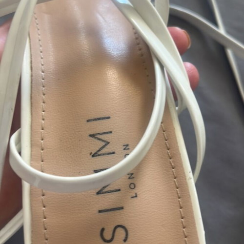Simmi London white sandals with ankle straps and square toe, used