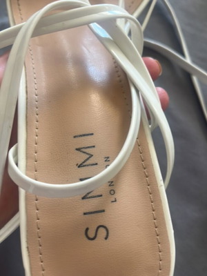Simmi London white sandals with ankle straps and square toe, used