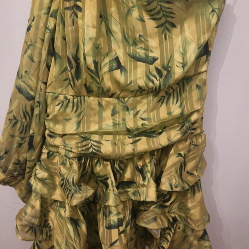 Azara Tropical One-Shoulder Dress like new, colorful, size S/M