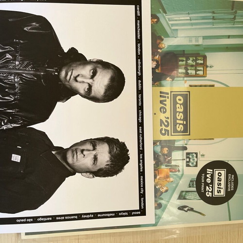 Oasis The Masterplan coloured vinyl tour 25 print like new