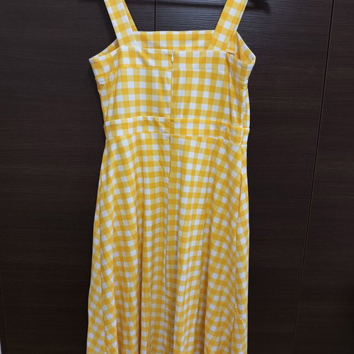 Jude Konally yellow checkered midi dress, medium