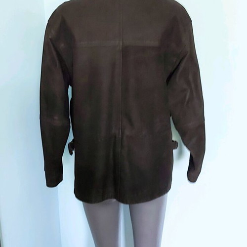 Unisex suede jacket used, brown, with lining and padding