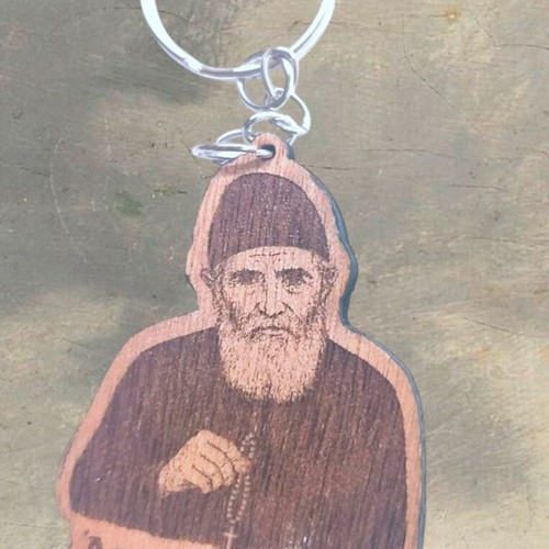Keychain with Saint Paisios wood new