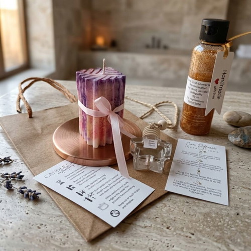 Inspired Chanel No 5 Gift Set with Candle, Body Scrub & Car Diffuser