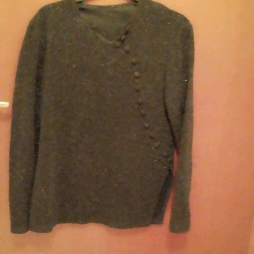 Thin black blouse with silver decorative buttons medium like new, semi-transparent