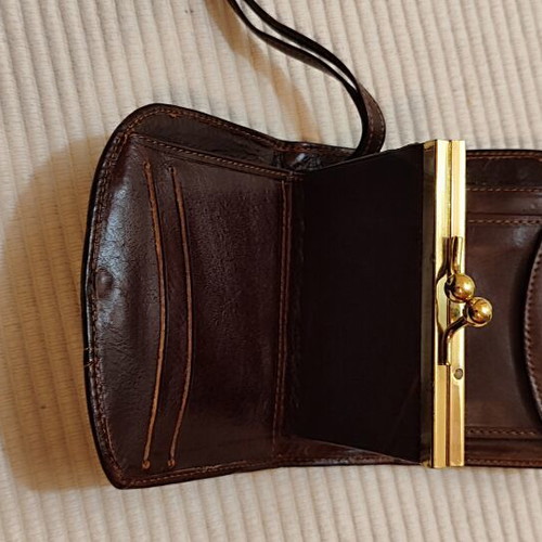 Vintage leather wallet bag GFF Gianfranco Ferre new, brown