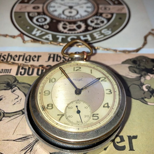Kienzle 46/0c pocket watch 1945 used, gray and beige