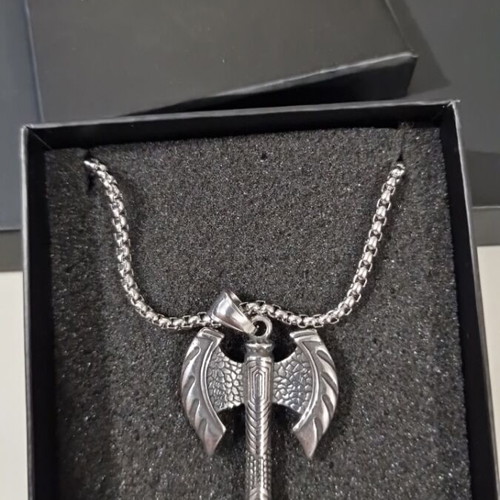 Bruno Banani men's pendant new, silver stainless steel axe design