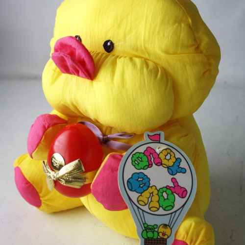 Vintage 80's Flou Flou Easter plush duck with egg El Greco new