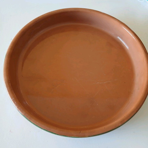 Clay platter with painted border like new