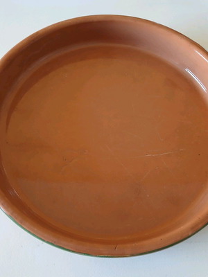 Clay platter with painted border like new