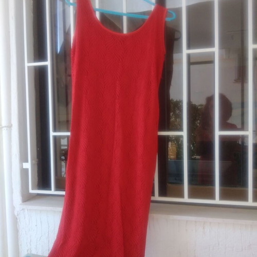 Cotton dress, knitted red, lined