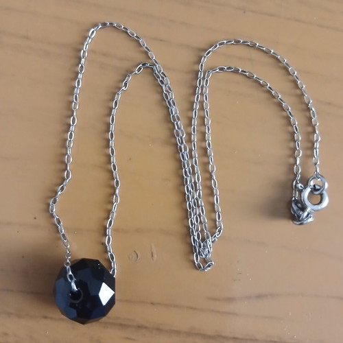 Silver 925 necklace with black stone