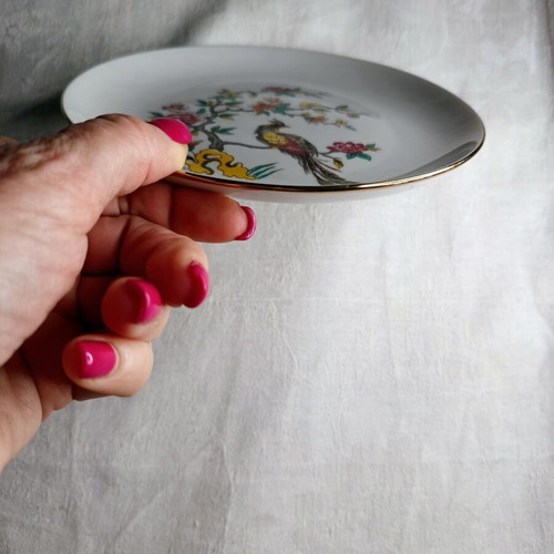 Ionia dessert plate like new with floral design and peacock 16.5 cm