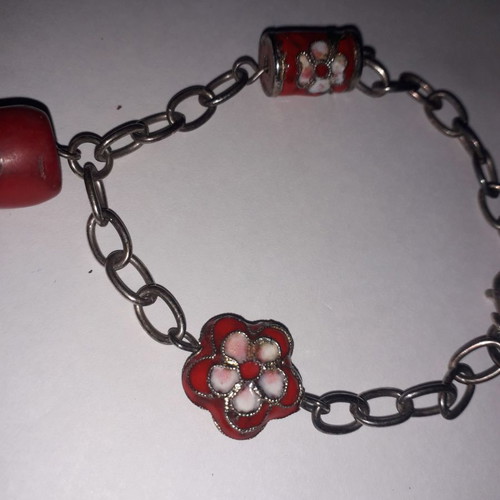 Bracelet with cloisonné like new, 3 beads