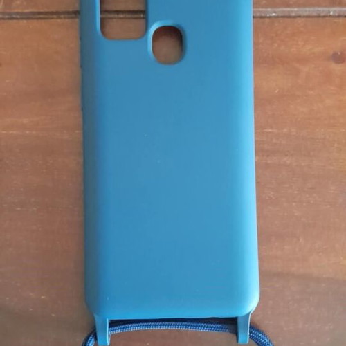 Samsung A21s phone case with neck strap like new, dark blue