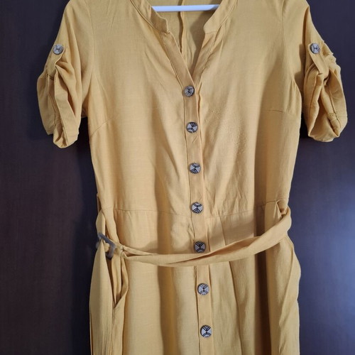 Only linen summer dress used, yellow, size M