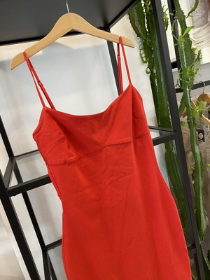 Red dress cotton with adjustable bag size S like new Bershka