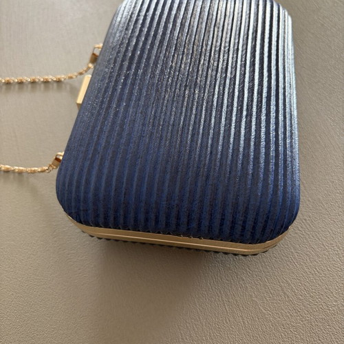 Veta Blue Women's Clutch like new with gold detail