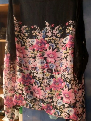 Scarf like new, black with multicolor floral pattern