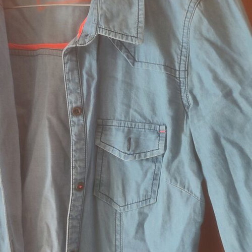 Shirt with white and blue denim two-tone used like new, size M