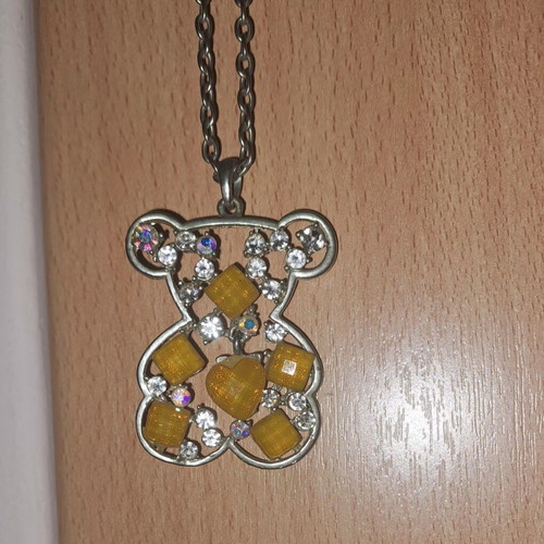 Teddy Bear Necklace like new, silver, 40cm
