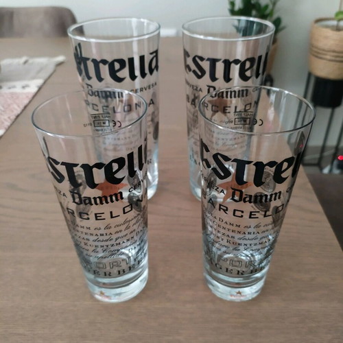 Estrella beer glasses new, 2x400ml & 2x300ml Ritzenhoff crystal