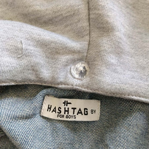 Hashtag denim jacket with detachable hood new, blue