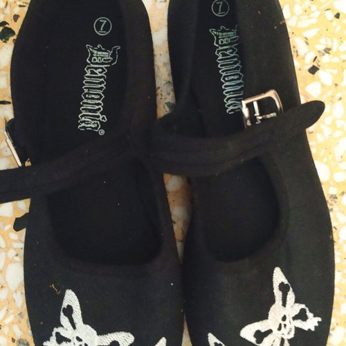 Canvas ballerinas new with embroidery, size 37, black