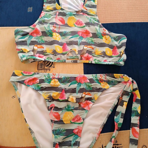 Tortue girls' bikini swimsuit used, tropical pattern