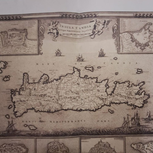 Crete map used, copperplate engraving by Frederik de Wit 1992