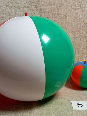 Beach balls set of 2 new, vintage plastic 1960s, diameters 45 & 18 cm