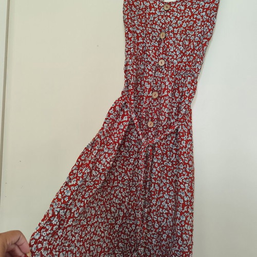 Maxi dress with flowers used, size Large, brick color
