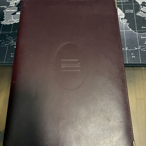 Vintage leather agenda case Informecanica used, 1980s business gift