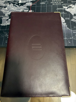 Vintage leather agenda case Informecanica used, 1980s business gift