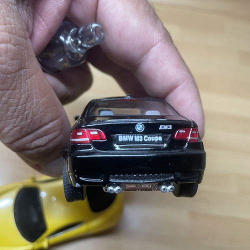 BMW M3 Coupe 2009 Kinsmart 1/36 and Alfa 8c Burago 1/32 toy cars set