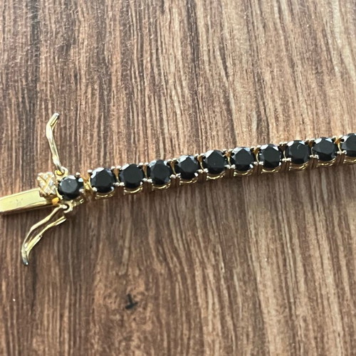 Vintage Riviera Tennis Bracelet in Sterling Silver 925 with Gold Vermeil